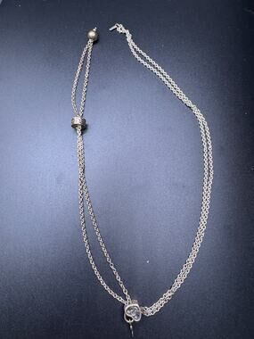 Chamilia Sterling Silver 925 Adjustable Slider Necklace Heart Lock & Key Charm